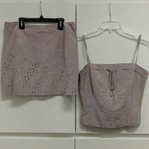 Two piece skirt and spaghetti strap crop top